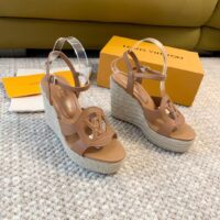 Louis Vuitton LV Women LV Isola Wedge Sandal Cognac Brown Calf Leather Rope Rubber 1ACI7Y (8)