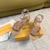 Louis Vuitton LV Women LV Isola Wedge Sandal Cognac Brown Calf Leather Rope Rubber 1ACI7Y (8)