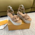 Louis Vuitton Women LV Isola Wedge Sandal Cognac Brown Calf Leather Rope Rubber 1ACI61 - Imagen 2