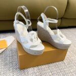 Louis Vuitton LV Women LV Isola Wedge Sandal White Calf Leather Rope Rubber 1ACI8U - Image 2