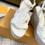 Louis Vuitton LV Women LV Isola Wedge Sandal White Calf Leather Rope Rubber 1ACI8U - Image 8