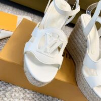 Louis Vuitton LV Women LV Isola Wedge Sandal White Calf Leather Rope Rubber 1ACI8U (5)