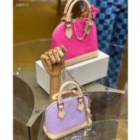 Louis Vuitton LV Women Alma BB Handbag Neon Pink Monogram Vernis Embossed Cowhide Leather M90611 (4)