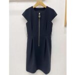 Louis Vuitton LV Women XXL Detail Cap Sleeve Dress Wool Black Regular Fit 1ABQR8 - Image 4