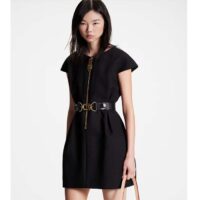 Louis Vuitton LV Women XXL Detail Cap Sleeve Dress Wool Black Regular Fit 1ABQR8 (8)