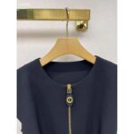 Louis Vuitton LV Women XXL Detail Cap Sleeve Dress Wool Black Regular Fit 1ABQR8 - Image 7