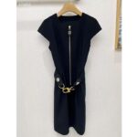 Louis Vuitton LV Women XXL Detail Cap Sleeve Dress Wool Black Regular Fit 1ABQR8 - Image 3