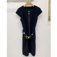 Louis Vuitton LV Women XXL Detail Cap Sleeve Dress Wool Black Regular Fit 1ABQR8 (8)