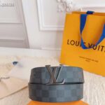 Louis Vuitton Unisex LV Initiales 40 MM Reversible Belt Grey Canvas Calf Leather M0213T - Bild 5