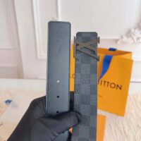 Louis Vuitton Unisex LV Initiales 40 MM Reversible Belt Grey Canvas Calf Leather M0213T (8)