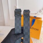 Louis Vuitton Unisex LV Initiales 40 MM Reversible Belt Grey Canvas Calf Leather M0213T - Bild 9