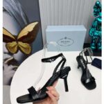 Prada Women Satin High-Heeled Sandals Black Viscose 8.5 CM Heel - Image 8