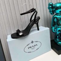 Prada Women Satin High-Heeled Sandals Black Viscose 8.5 CM Heel (4)