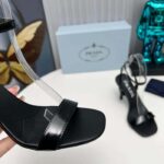 Prada Women Satin High-Heeled Sandals Black Viscose 8.5 CM Heel - Image 10