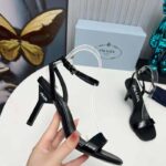 Prada Women Satin High-Heeled Sandals Black Viscose 8.5 CM Heel - Image 9