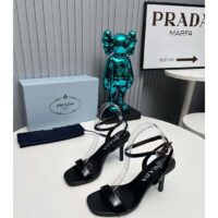 Prada Women Satin High-Heeled Sandals Black Viscose 8.5 CM Heel (4)