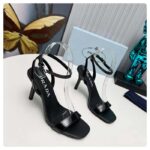 Prada Women Satin High-Heeled Sandals Black Viscose 8.5 CM Heel - Image 2