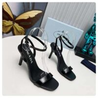 Prada Women Satin High-Heeled Sandals Black Viscose 8.5 CM Heel (4)