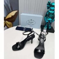 Prada Women Satin High-Heeled Sandals Black Viscose 8.5 CM Heel (4)