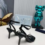 Prada Women Satin High-Heeled Sandals Black Viscose 8.5 CM Heel - Image 3