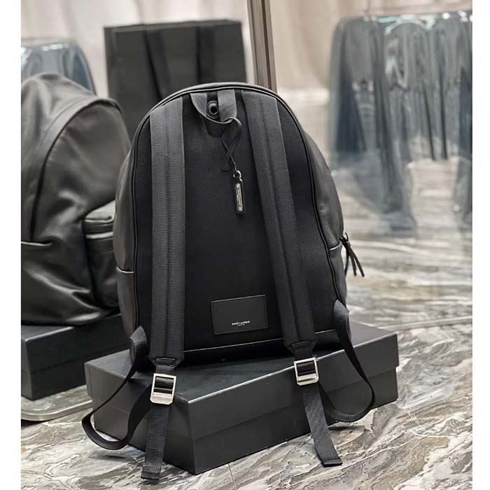 Saint Laurent YSL Unisex City Bacpack Black Matte Calfskin Leather Double Zip