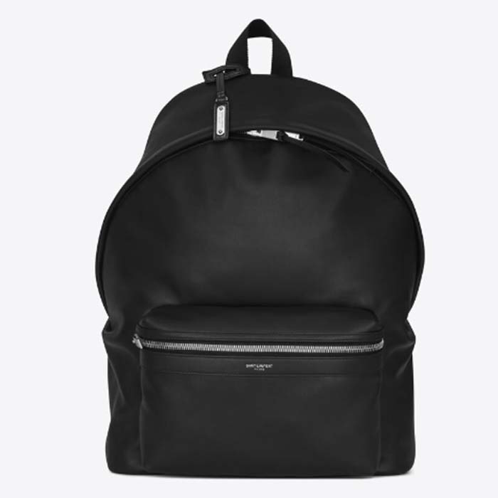 Saint Laurent YSL Unisex City Bacpack Black Matte Calfskin Leather Double Zip