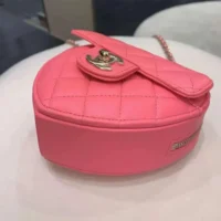 Chanel Women CC Heart Shape Bag Pink Calfskin Leather Gold-Tone Metal (1)
