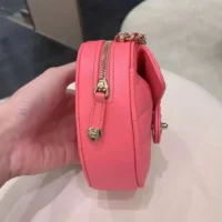 Chanel Women CC Heart Shape Bag Pink Calfskin Leather Gold-Tone Metal (1)