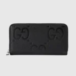 Gucci Unisex Jumbo GG Zip Around Wallet-Black 739484AABY01000
