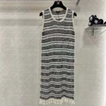 Vestido Chanel para mujer, algodón y viscosa, blanco y negro, sin mangas