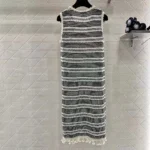 Vestido Chanel para mujer, algodón y viscosa, blanco y negro, sin mangas