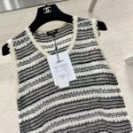 Vestido Chanel para mujer, algodón y viscosa, blanco y negro, sin mangas