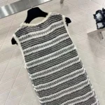 Vestido Chanel para mujer, algodón y viscosa, blanco y negro, sin mangas