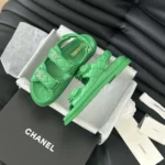 Sandales à bout ouvert Chanel pour femme en cuir de veau - Vert