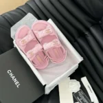 Chanel Dam Sandal med öppen tå i kalvskinn - Rosa