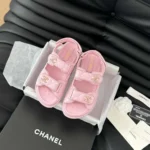 Chanel Dam Sandal med öppen tå i kalvskinn - Rosa