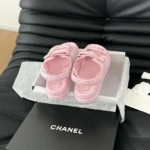 Chanel Dam Sandal med öppen tå i kalvskinn - Rosa