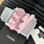 Chanel Dam Sandal med öppen tå i kalvskinn - Rosa