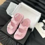 Chanel Dam Sandal med öppen tå i kalvskinn - Rosa