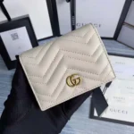 Gucci GG Unisex GG Marmont Card Case Wallet in Matelassé Chevron Leather-White - immagine 2