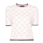 Gucci Women Cotton Crewneck Top with GG Intarsia 788766XKD1R9487