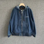 Veste à capuche Christian Dior Tag pour homme en denim de coton bleu