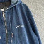 Veste à capuche Christian Dior Tag pour homme en denim de coton bleu