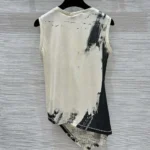 Débardeur asymétrique Dior Femme en jersey de coton noir et blanc à motif Paris
