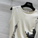 Débardeur asymétrique Dior Femme en jersey de coton noir et blanc à motif Paris