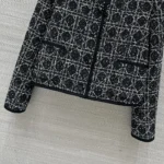 Dior Dam Macrocannage Beskuren Jacka Svart och Vit Teknisk Bomull Tweed