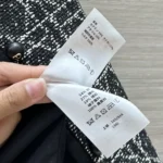 Dior Dam Macrocannage Beskuren Jacka Svart och Vit Teknisk Bomull Tweed