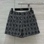 Dior Women Macrocannage Shorts Black and White Cotton Blend Tweed
