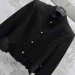 Dior Women Peplum Jacket Black Virgin Wool and Cotton Bouclé Blend