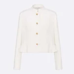 Dior Women Peplum Jacket Ecru Virgin Wool and Cotton Bouclé Blend